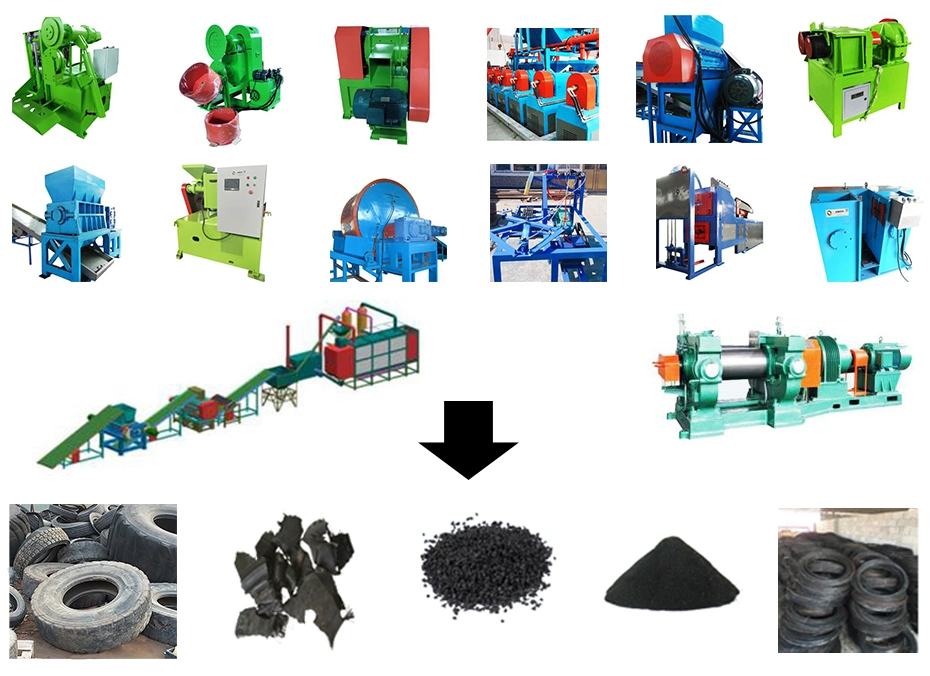 Tyre Block Cutter Processing Machinery Waste Tire Tread Cutting Processing Machinery Tire Shredder